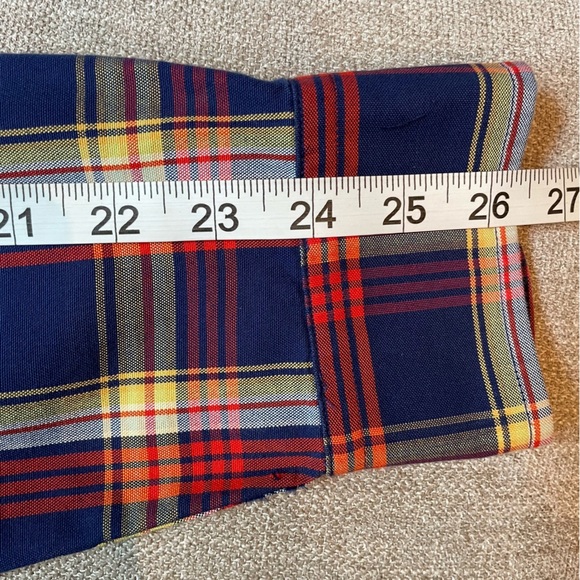 Lands End Men’s Cotton Button Down Plaid Long Sleeve Traditional Fit Shirt - Picture 8 of 9